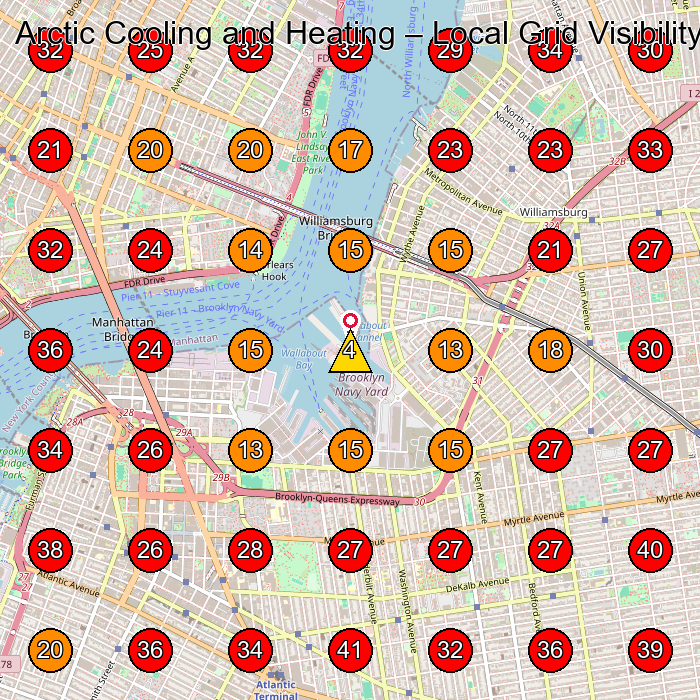 Arctic Cooling and Heating GeoGrid visibility map for Air Conditioning Contractor in Brooklyn